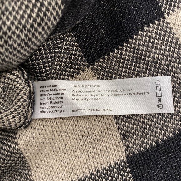 Eileen Fisher Buffalo Check Sweater Size XXS Crop Plaid Linen‎ Black & Beige - Picture 4 of 8